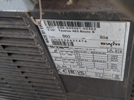 Zdjęcie przedmiotu: Інверторний зварювальний апарат EWM Taurus 405 Basic S