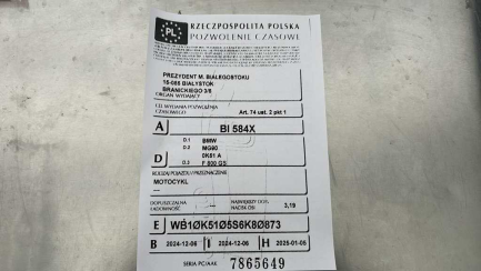 Zdjęcie przedmiotu: BMW F 800 GS Oświadczenie o utracie DR
