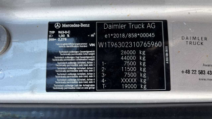 Zdjęcie przedmiotu: Mercedes-benz Actros E6 25.0t + PLANDEX PTL18 18.0t
