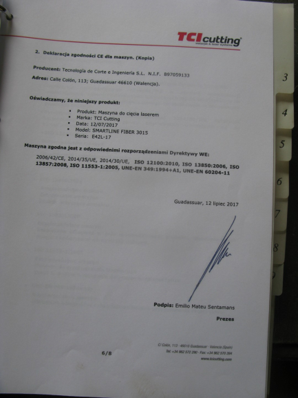 Zdjęcie przedmiotu: TCI Cutting Smartline Fiber 3015 industrial laser cutter