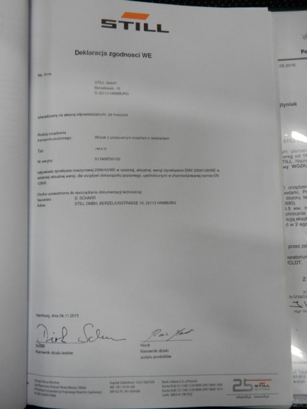 Zdjęcie przedmiotu: STILL FM-X 25 high forklift truck serial no. 511905F00130