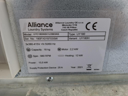 Zdjęcie przedmiotu: Pralnico-wir&oacute;wka ALLIANCE LAUNDRY (UNIMAC) UY-180