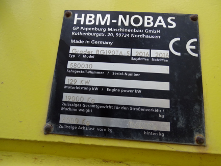 Zdjęcie przedmiotu: HBM NOBAS GRADER BG190TA-5 grader