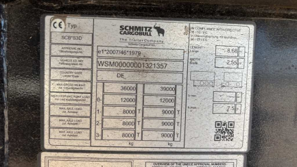 Zdjęcie przedmiotu: SCHMITZ SCB S3D 36.0t