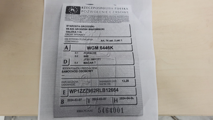 Zdjęcie przedmiotu: Porsche Macan T Oświadczenie o utracie DR
