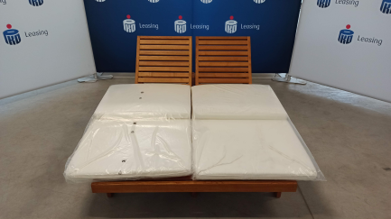 Zdjęcie przedmiotu: Meble ogrodowe WIGO - Leżak Double 2 os. (196x140x33/54) drewno Robinii + Poducha do leżaka double, kol. 01 Blanco