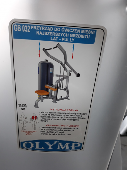 Zdjęcie przedmiotu: Equipment for exercising the lats muscles of the lat-pully Olimp & Olymp GB 032
