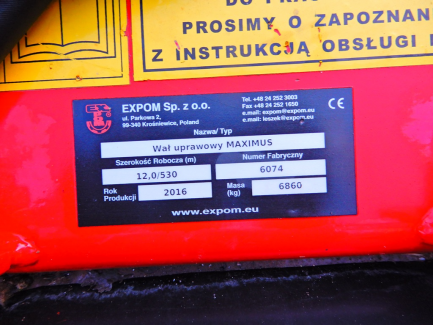 Zdjęcie przedmiotu: Wał uprawowy EXPOM Sp. z o.o. MAXIMUS