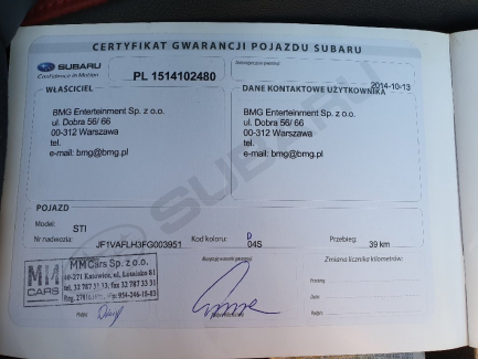 Zdjęcie przedmiotu: Subaru WRX STI 2.5 ST000