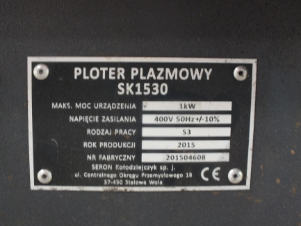 Zdjęcie przedmiotu: PLOTER PLAZMOWY SERON SK 1530