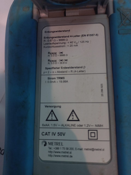 Zdjęcie przedmiotu: Earth resistance meter METREL MI 3123