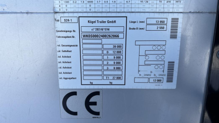 Zdjęcie przedmiotu: KOEGEL SN 24 CO24P90/910/13.95 Mega 35.0t Oświadczenie o utracie DR