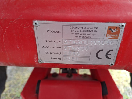 Zdjęcie przedmiotu: Agregat do uprawy pasowej Czajkowski STK300 PLUS + Przystawka siewna PS300
