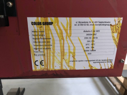 Zdjęcie przedmiotu: Drukarka sublimacyjna Color Group E-Jet 1825
