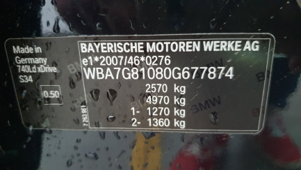 Zdjęcie przedmiotu: Bmw 740LD XDRIVE Seria 7 [G11, G12] 15-19