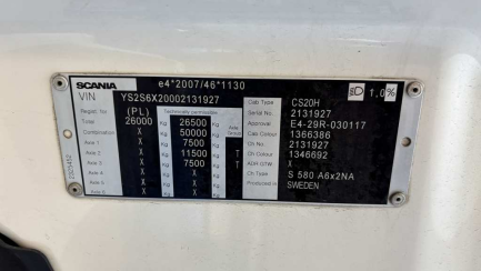 Zdjęcie przedmiotu: SCANIA S580 E6 26.0t LA 6x2 NA