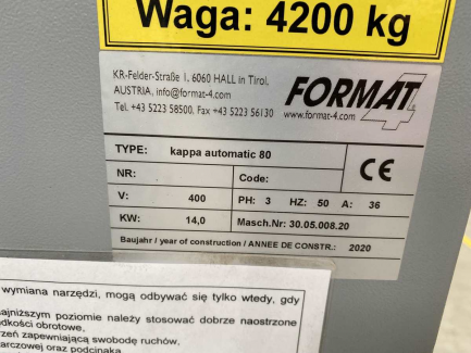 Zdjęcie przedmiotu: Format4 Kappa Автоматична 80 панельна пила