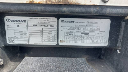 Zdjęcie przedmiotu: KRONE SDP 27 43.0t Mega Oświadczenie o utracie DR