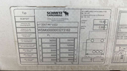 Zdjęcie przedmiotu: SCHMITZ SCS 24 13.62 MB MEGA 35.0t