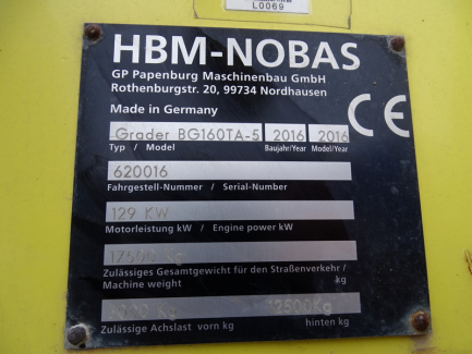 Zdjęcie przedmiotu: HBM NOBAS GRADER BG160TA-5 grader
