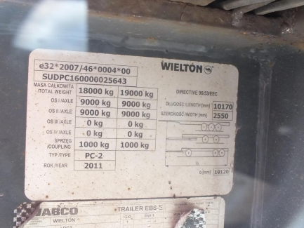 Zdjęcie przedmiotu: Box and curtain trailer with central axles WIELTON PC2