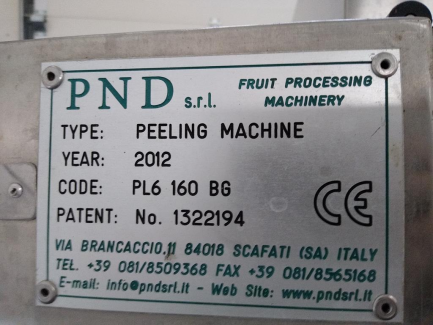 Zdjęcie przedmiotu: Apple peeler PND S.r.l. Fruit Processing Machinery Italy PEELING MACHINE PL6 160 BG