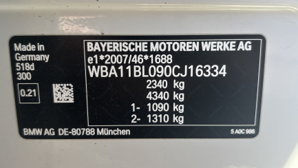 Zdjęcie przedmiotu: BMW 518D E6d G30 Steptronic Oświadczenie o utracie DR