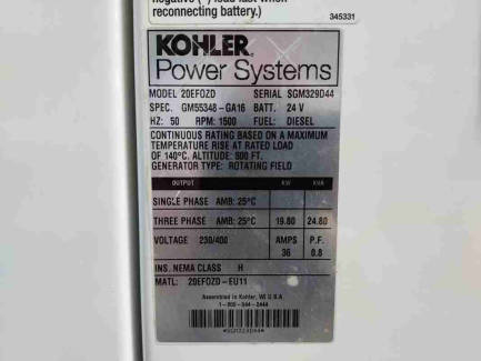 Zdjęcie przedmiotu: Kohler 20EFOZD generator