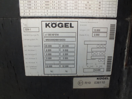 Zdjęcie przedmiotu: KOGEL S24-1 curtain semi-trailer