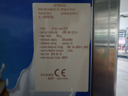 Zdjęcie przedmiotu: Ice cream machine AP POLSKA S.C. AP ice-cream 3218