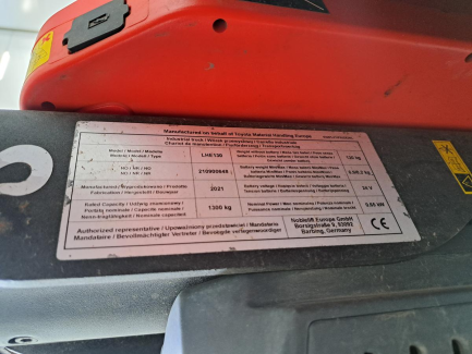 Zdjęcie przedmiotu: Wózek paletowy elektryczny BT Tyro LHE130