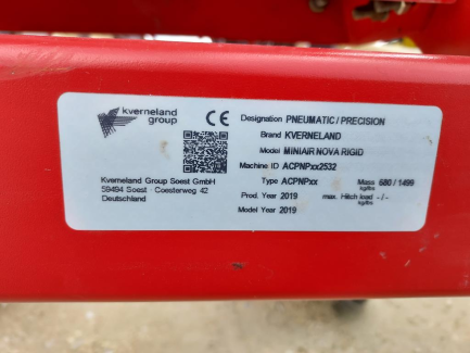 Zdjęcie przedmiotu: KVERNELAND Miniair Nova Rigid precision air seeder components