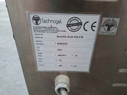 Zdjęcie przedmiotu: Frezer do lod&oacute;w TECHNOGEL Mante 20/60 TS