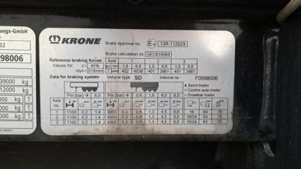 Zdjęcie przedmiotu: KRONE SD DA06CLNF 36.0t