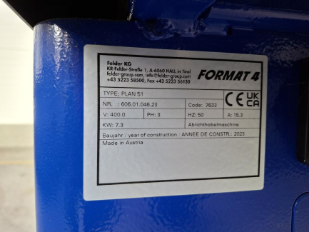 Zdjęcie przedmiotu: Стругальний верстат FELDER FORMAT 4 51L