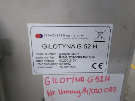 Zdjęcie przedmiotu: BIO-SYSTEM G52H hydraulic cutter