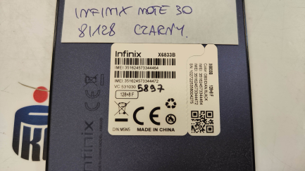Zdjęcie przedmiotu: Smartphone / Phone INFINIX Note 30 8/128GB 6.78" 120Hz Black X6833B