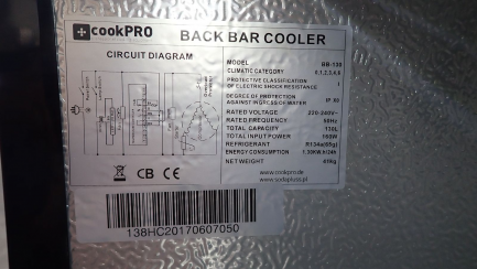 Zdjęcie przedmiotu: Undercounter bar refrigerator for cookPRO BB-130 1-door bottles