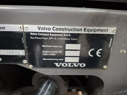 Zdjęcie przedmiotu: Mini koparka gąsiennicowa VOLVO EC20D