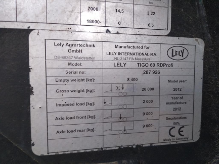 Zdjęcie przedmiotu: The LELY TIGO 60 RD Profi loader wagon
