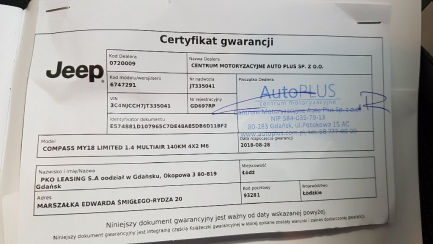 Zdjęcie przedmiotu: Jeep Compass 1.4 TMair Limited FWD S&S
