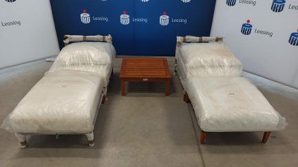 Zdjęcie przedmiotu: Meble ogrodowe WIGO - Pufa Havana H01000 (70x84x43) RAL7021 - 2szt. + St&oacute;ł Milano 70x70 M180109 + Kanapa Havana H1000 (70x84x64) RAL7021 - 2szt.