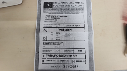 Zdjęcie przedmiotu: BMW 318d Sport Line aut Oświadczenie o utracie DR