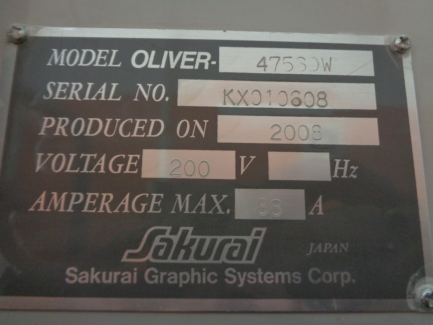 Zdjęcie przedmiotu: Sakurai Oliver 475 SDW offset printing machine
