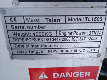 Zdjęcie przedmiotu: TAIAN TL 1500 telehandler