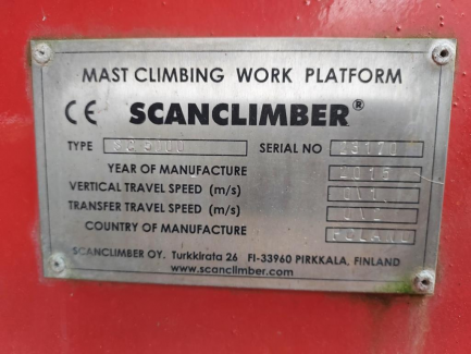 Zdjęcie przedmiotu: SCANCLIMBER SC5000 mast climbing platform
