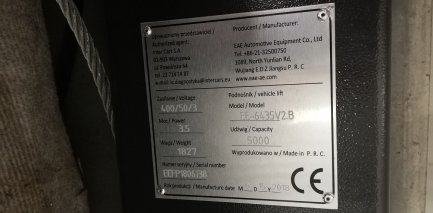 Zdjęcie przedmiotu: 4-COLUMN LIFT EVERT EE-6435V2.B