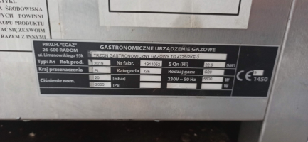Zdjęcie przedmiotu: Gas cooker EGAZ TG-4725/PKE-3