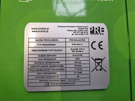 Zdjęcie przedmiotu: PRE Edward Biel EVB Inbox H charging station