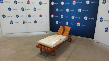 Zdjęcie przedmiotu: WIGO garden furniture - LUX lounger - wheels - without a handrail L193002 (196x68x35 / 54) Robinia wood + Cushion for a deckchair LUX, thickness: 6cm col. 01 Blanco